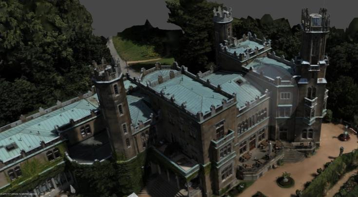 3D-Darstellung eines Gebäudes aus Scan- und Mappingdaten